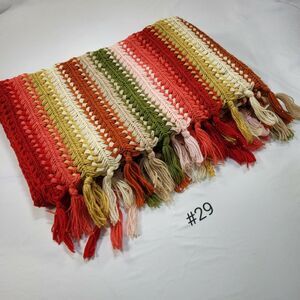 Vintage Handmade Afghan Blanket Striped Crochet Knit 39x54 Multi Color